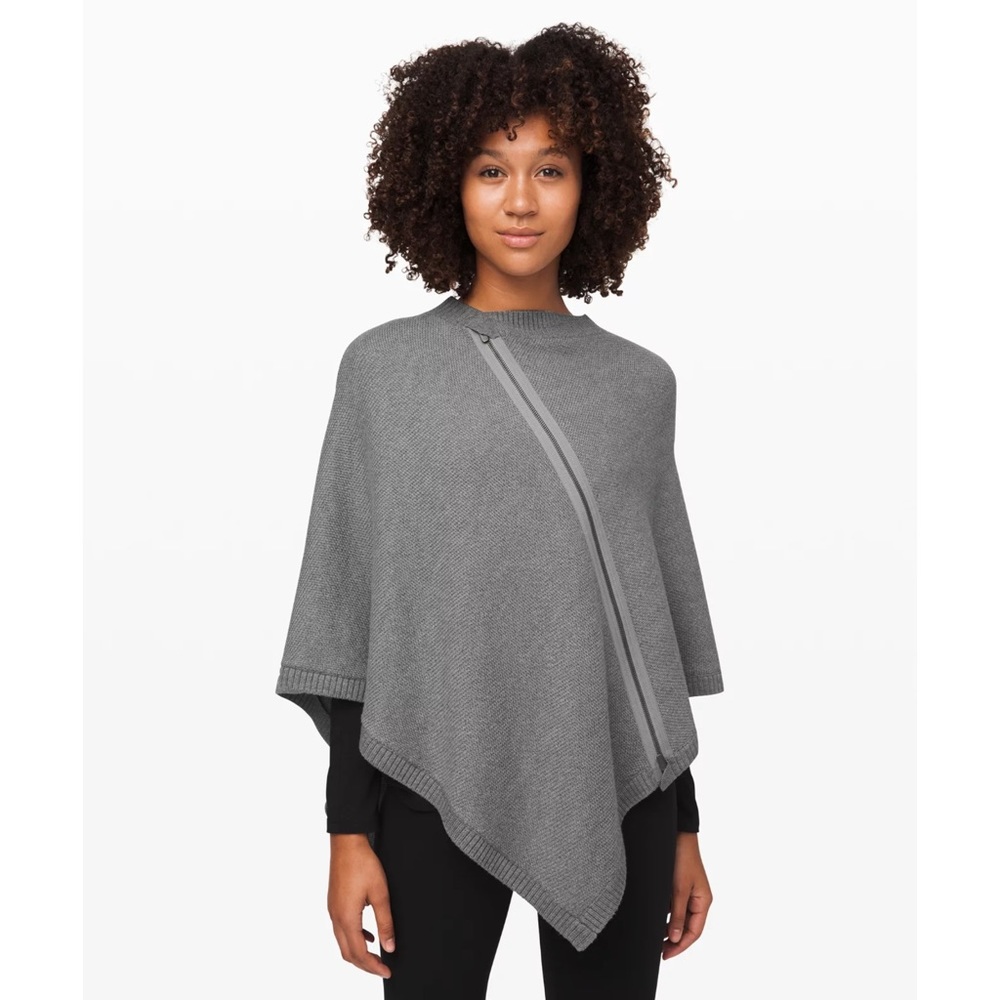 Lululemon On the Go Poncho Grey Merino Wool One Size